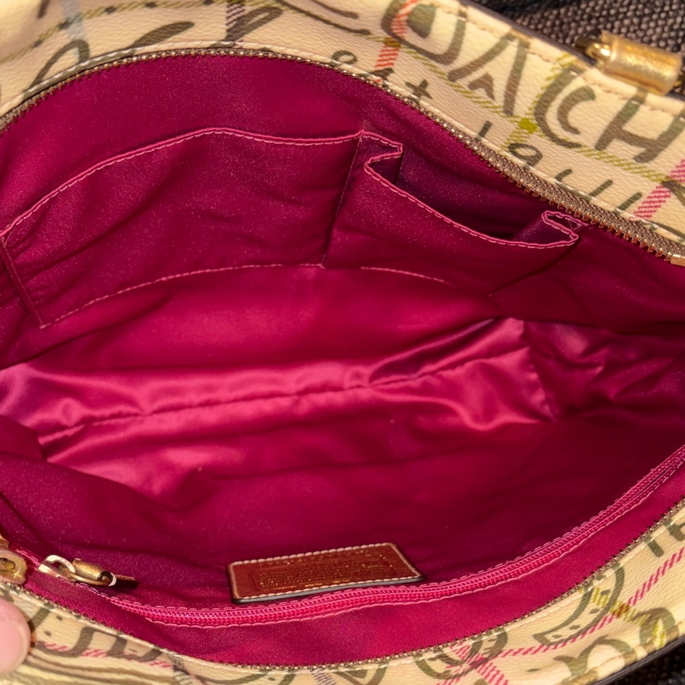 Coach Heritage Tattersall Graffiti Gold Tote Bag - Picture 8 of 12